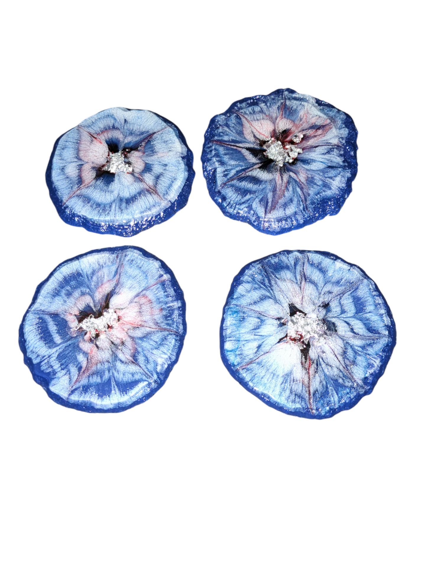 Blue-Silver Geode Coasters